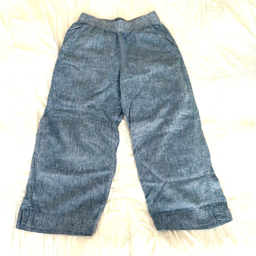 Tahari 100% Linen Pull-On Wide-Leg Pants